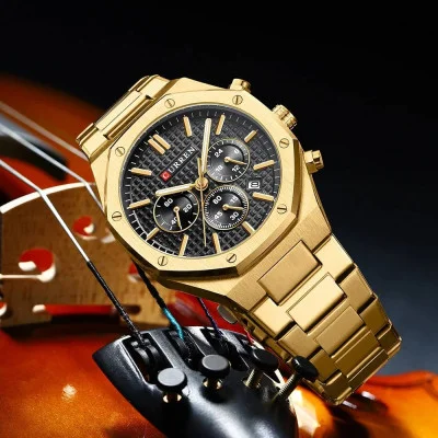 Чоловічий годинник Curren 8440 Gold-Black