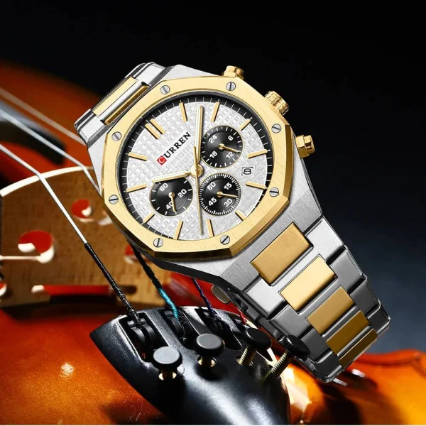 Мужские часы Curren 8440 Silver-Gold-White фото 5