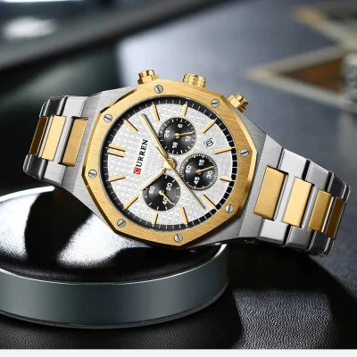 Чоловічий годинник Curren 8440 Silver-Gold-White