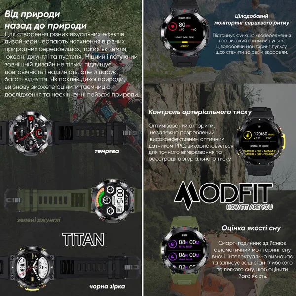 Смарт часы Modfit Titan All Black 35 мм. фото 6