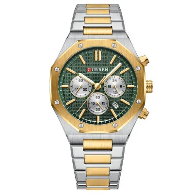 Чоловічий годинник Curren 8440 Silver-Gold-Green