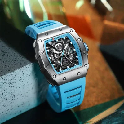 Чоловічий годинник Curren 8438 Black-Light Blue