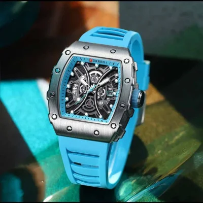 Чоловічий годинник Curren 8438 Black-Light Blue