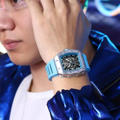 Мужские часы Curren 8438 Black-Light Blue