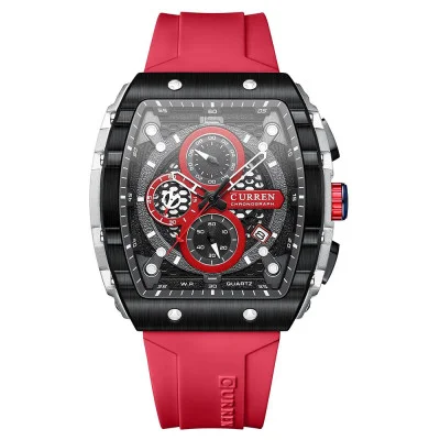 Чоловічий годинник Curren 8442 Silver-Black-Red