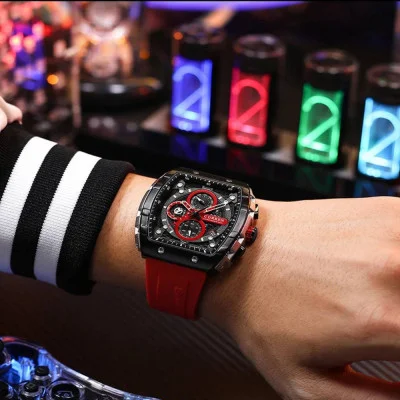 Чоловічий годинник Curren 8442 Silver-Black-Red