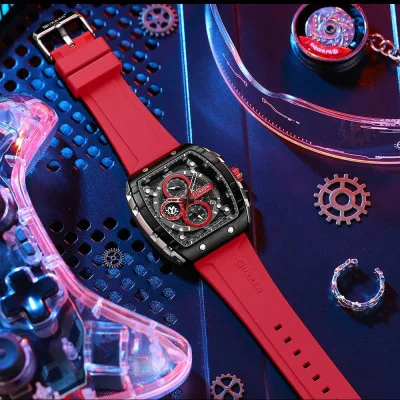 Чоловічий годинник Curren 8442 Silver-Black-Red