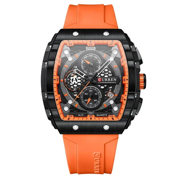 Чоловічий годинник Curren 8442 Black-Orange фото 1