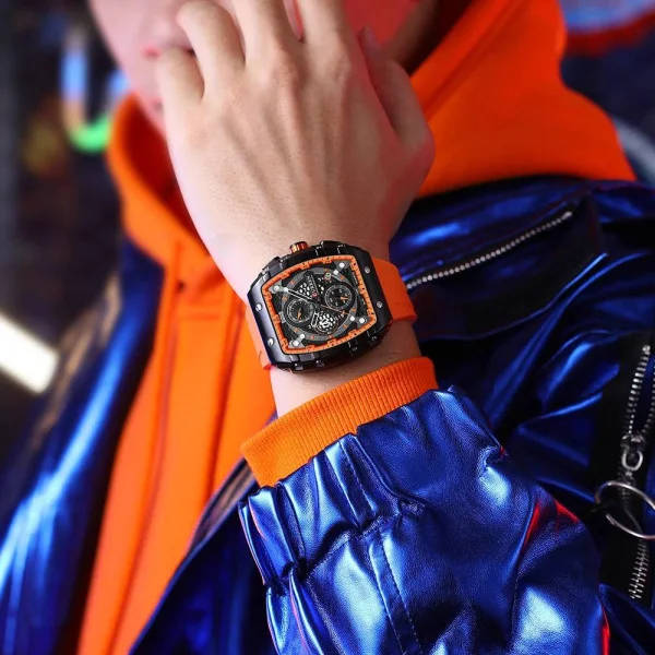 Чоловічий годинник Curren 8442 Black-Orange фото 5