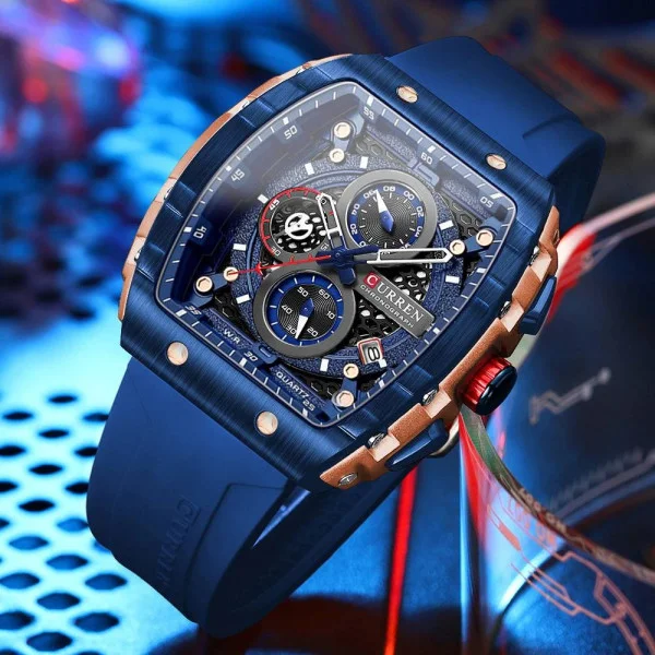Мужские часы Curren 8442 Gold-Blue фото 3