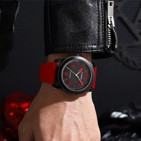 Чоловічий годинник Curren 8454 Black-Red фото 4