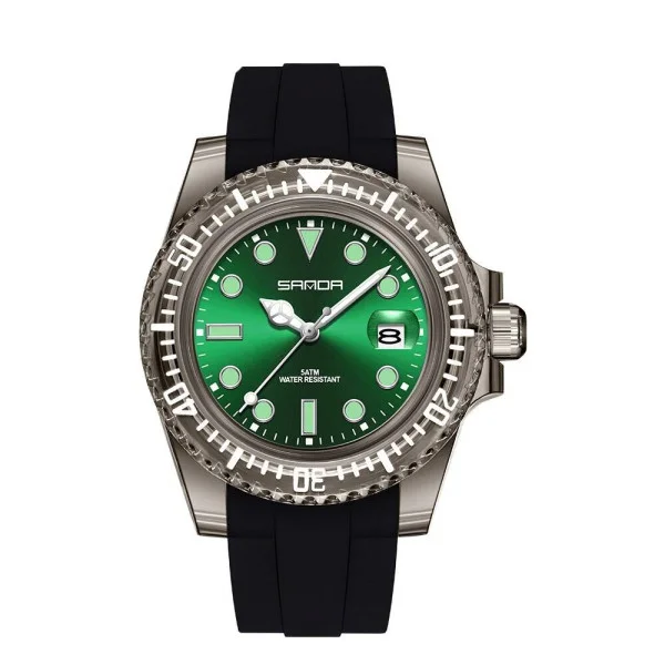 Жіночий годинник Sanda 9007 Black-Green фото 1