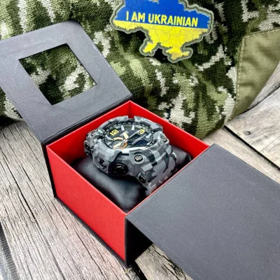 Аксесуари для годинників Подарункова картонна коробочка для годинника чорно-червона з тризубом