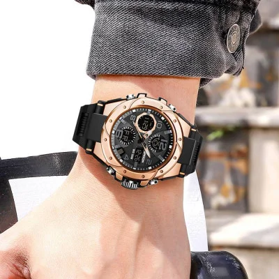 Чоловічий годинник Sanda 6008 Black Rose Gold