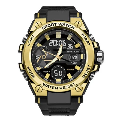 Чоловічий годинник Sanda 3311 Black-Gold