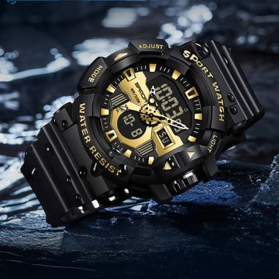 Мужские часы Sanda 3129 Black-Gold