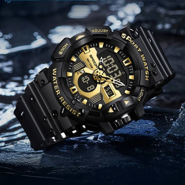 Чоловічий годинник Sanda 3129 Black-Gold фото 3