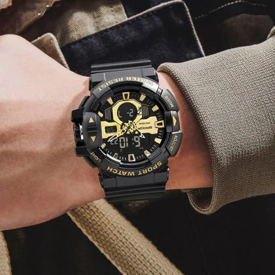 Мужские часы Sanda 3129 Black-Gold