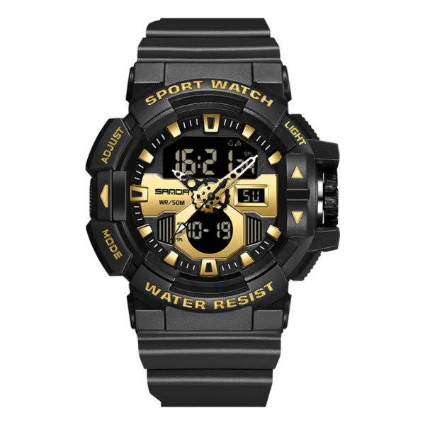 Мужские часы Sanda 3129 Black-Gold фото 1