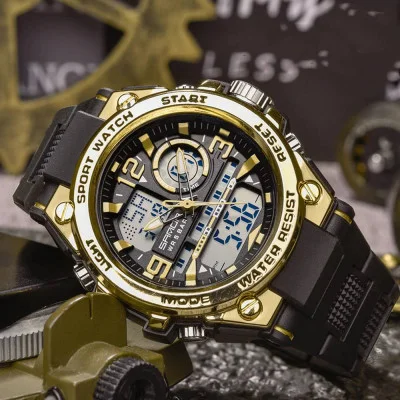 Мужские часы Sanda 6024 Black-Gold
