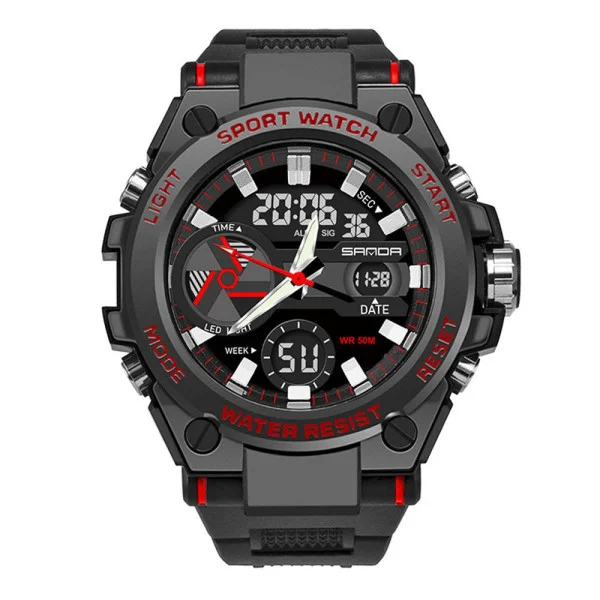 Мужские часы Sanda 3311 Black-Red фото 1