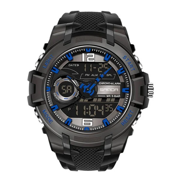 Мужские часы Sanda 6015 Black-Blue фото 1