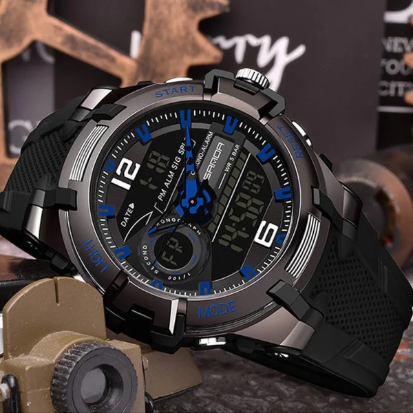 Мужские часы Sanda 6015 Black-Blue фото 3