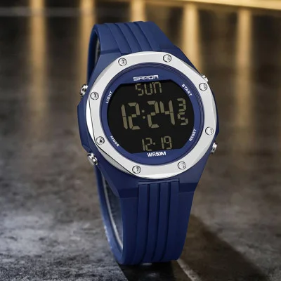 Чоловічий годинник Sanda 6093 Blue-Silver