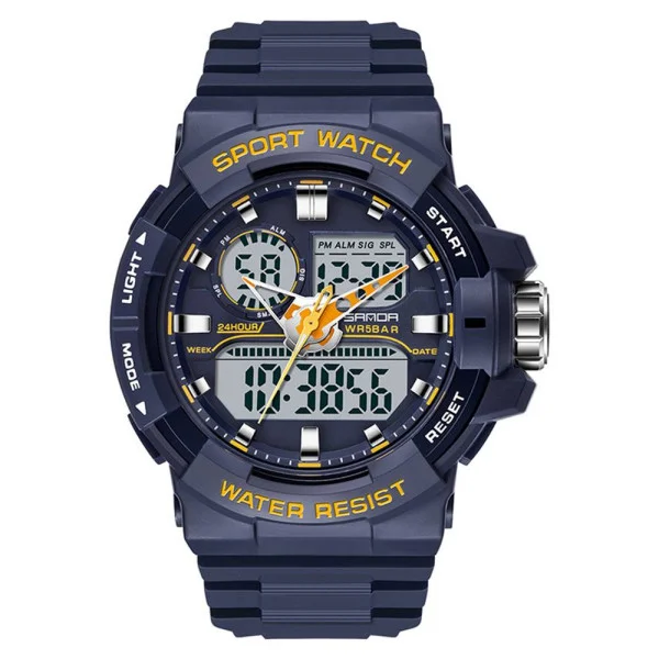 Мужские часы Sanda 6025 Black-Orange фото 1