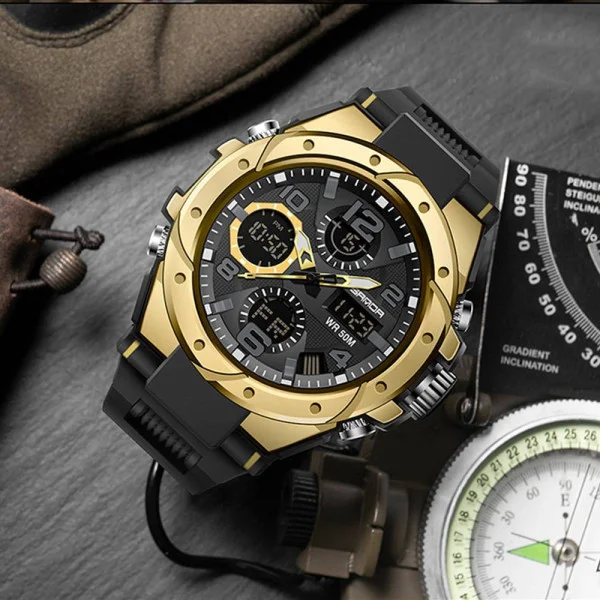 Мужские часы Sanda 6008 Black-Gold фото 3