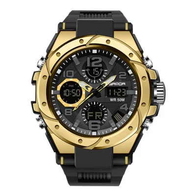 Мужские часы Sanda 6008 Black-Gold