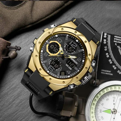 Мужские часы Sanda 6008 Black-Gold