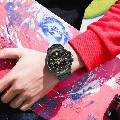 Чоловічий годинник Sanda 6025 Black-Gold