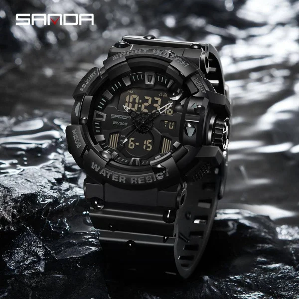 Чоловічий годинник Sanda 3129 All Black фото 3