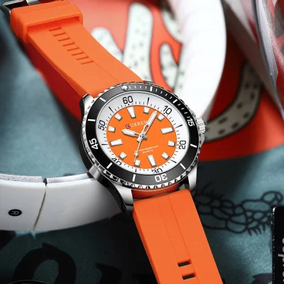 Чоловічий годинник Curren 8448 Silver-Orange