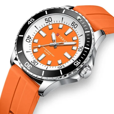 Чоловічий годинник Curren 8448 Silver-Orange