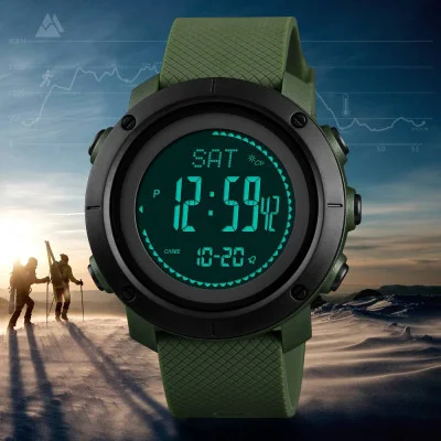 Чоловічий годинник Skmei 1418AG Army Green + Compass