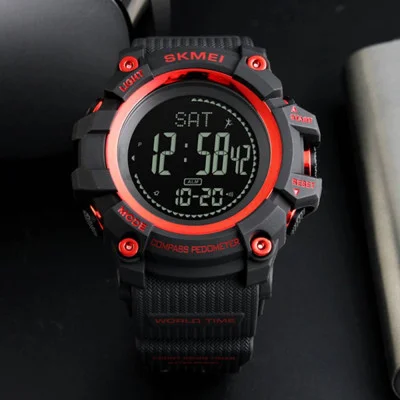 Чоловічий годинник Skmei 1356RD Black-Red + Compass