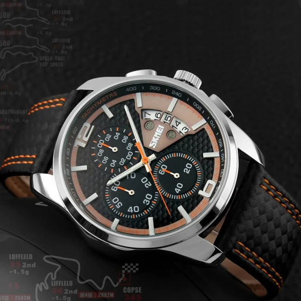 Чоловічий годинник Skmei 9106OG Silver-Black-Orange фото 4