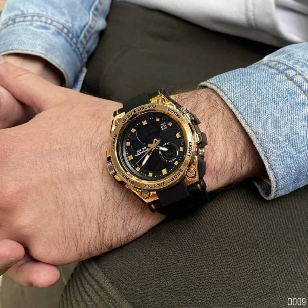 Мужские часы Sanda 739 Black-Gold фото 9