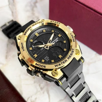 Чоловічий годинник Sanda 739 Black-Gold