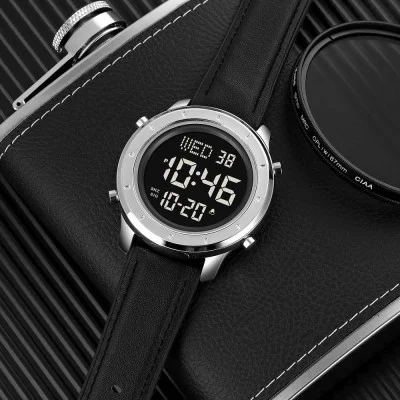 Мужские часы Skmei 1864LSIBK Silver-Black Leather