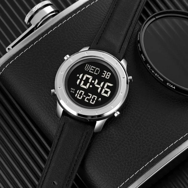 Чоловічий годинник Skmei 1864LSIBK Silver-Black Leather фото 4