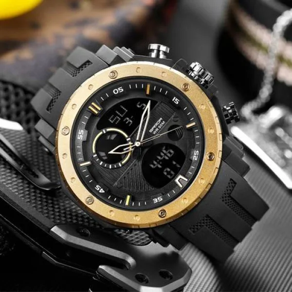 Чоловічий годинник Sanda 6012 Black-Gold фото 3