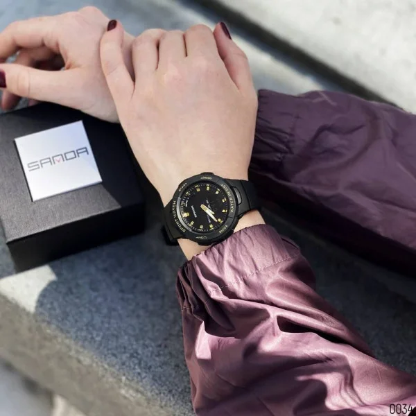 Чоловічий годинник Sanda 6005 Black-Gold фото 8