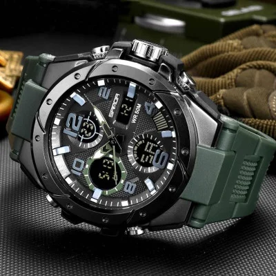 Чоловічий годинник Sanda 6008 Green-Black