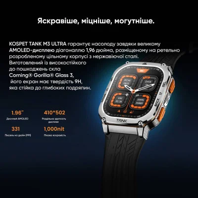 Спортивные Умные Часы Kospet TANK M3 ULTRA Silver + GPS, Спортивные Режимы, Водозащита