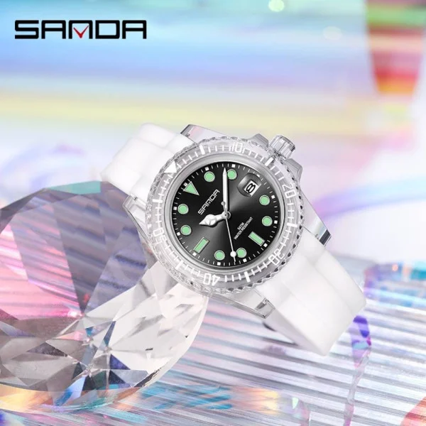 Жіночий годинник Sanda 9007 White-Black фото 5