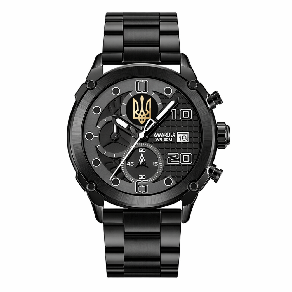 感謝価格❤︎希少❤︎ネイティブアメリカンの守り❤︎ソーラークォーツ♥強ヒーリング ⌚Купити Чоловічий годинник Awarder 016 Тризуб золото Black-Black